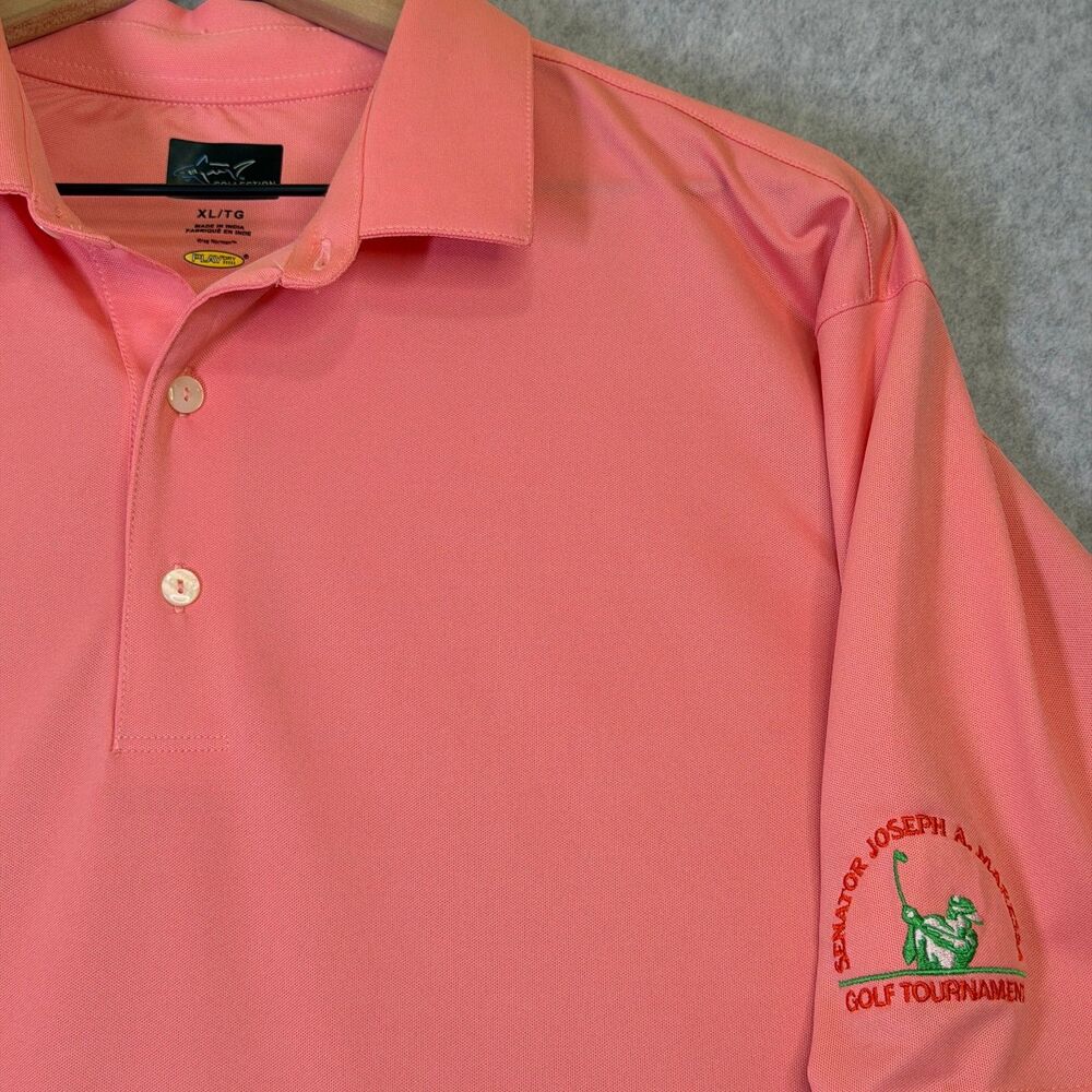 Greg Norman Polo Shirt XL Pink Play Dry Golf Tournament Performance Mens